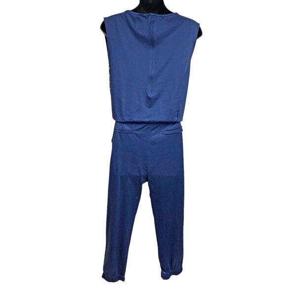 Zoe Karssen Navy Blue Striped Drawstring Jogger Jumpsuit - Picture 6 of 10